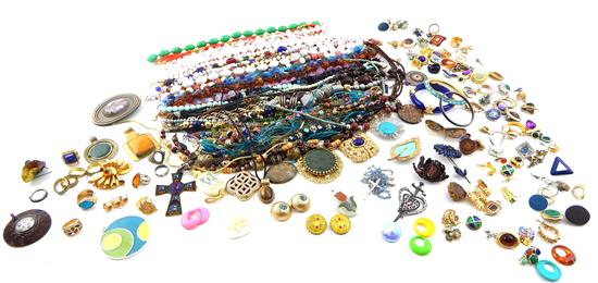 Appraisal: COSTUME JEWELRY Sizable assortment of colorful bead enamel ceramic polished