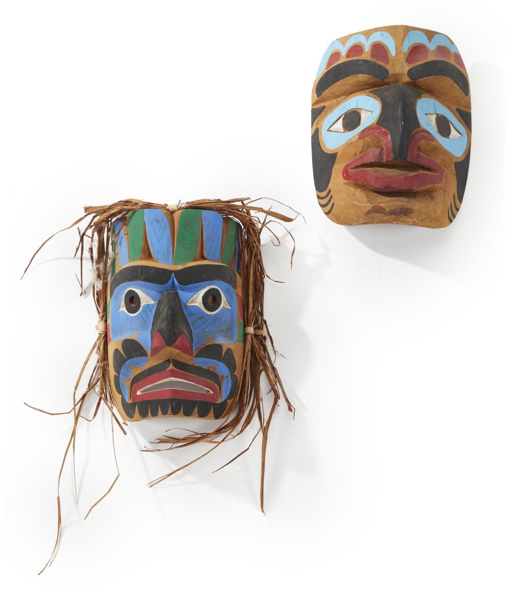 Appraisal: Two Northwest Coast polychrome masks Mid- th Century Two works