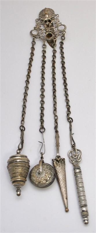 Appraisal: th c INDIAN HEAD SEWING CHATELAINE th century Sewing Tool