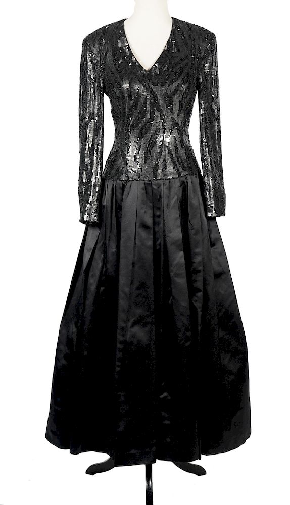 Appraisal: Escada Couture Black Silk Sequin Evening Gown Escada Couture Black