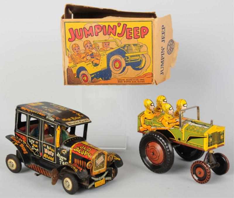 Appraisal: Lot of Tin Litho Marx Automobile Toys American Working Includes