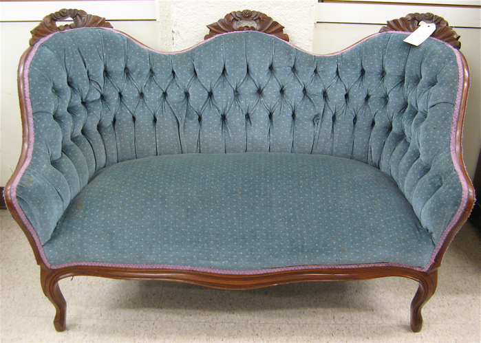 Appraisal: PETITE VICTORIAN SETTEE American late th century having a triple-arch