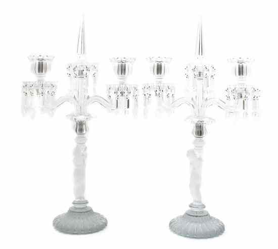 Appraisal: A Pair of Baccarat Cut Glass Candelabra each issuing two