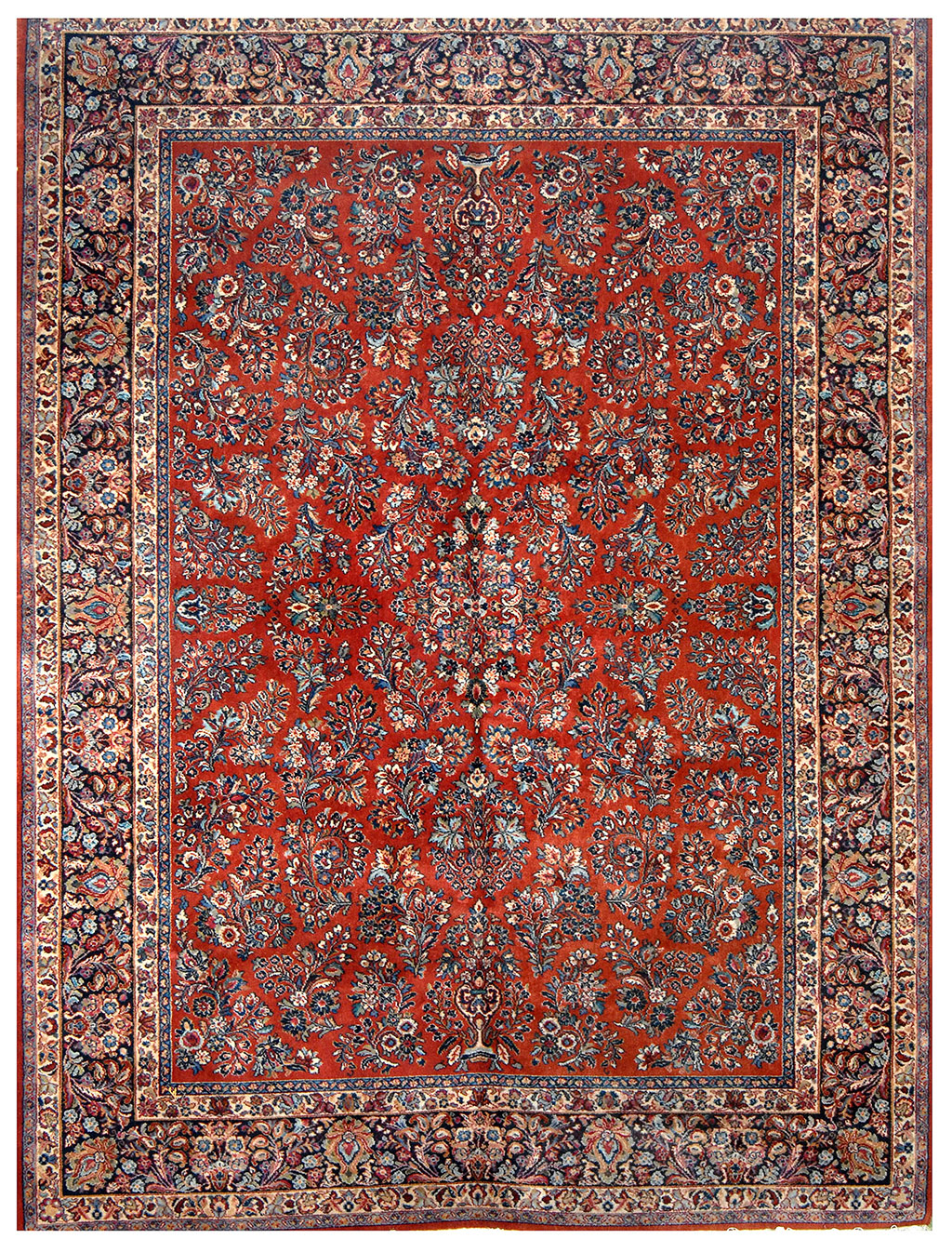 Appraisal: MACHINE-MADE CARPET SAROUK DESIGN ' x ' Traditional arrangement of