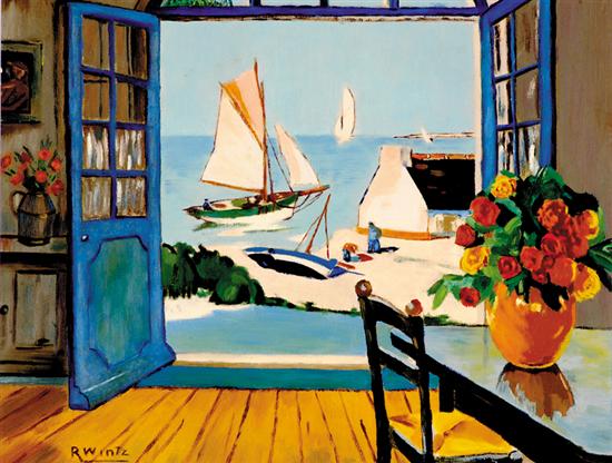 Appraisal: Raymond Wintz manner of French DOOR TO SEA BRITTANY gouache