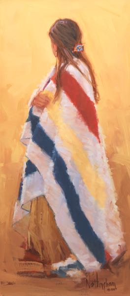 Appraisal: RANDY NOTTINGHAM AMERICAN CONTEMPORARY x Native American girl with blanket