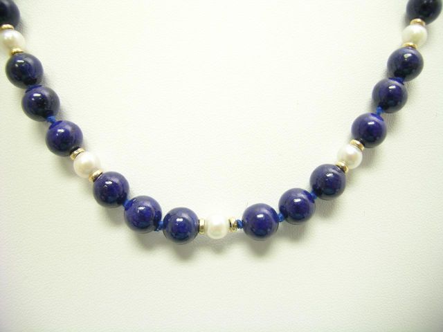 Appraisal: Tiffany amp Co Lapis and Pearl Necklace with K yellow