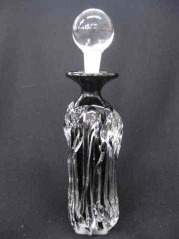 Appraisal: Art Glass Perfume Bottle black with clear applied work artist