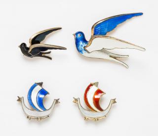 Appraisal: A Collection of Gilt Silver and Polychrome Enamel Brooches Norway