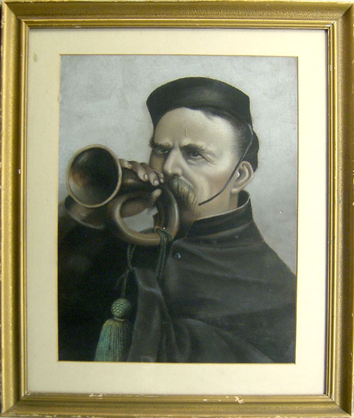 Appraisal: Pastel portrait of a bugle player x