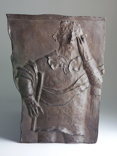 Appraisal: David Aronson The Flute Player bronze relief x - inches