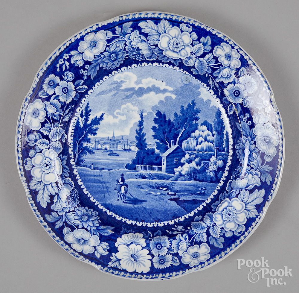 Appraisal: Historical blue Staffordshire plate Historical blue Staffordshire New York from