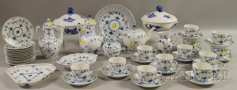 Appraisal: Forty-six Pieces of Royal Copenhagen Blue and White-decorated Porcelain Tableware