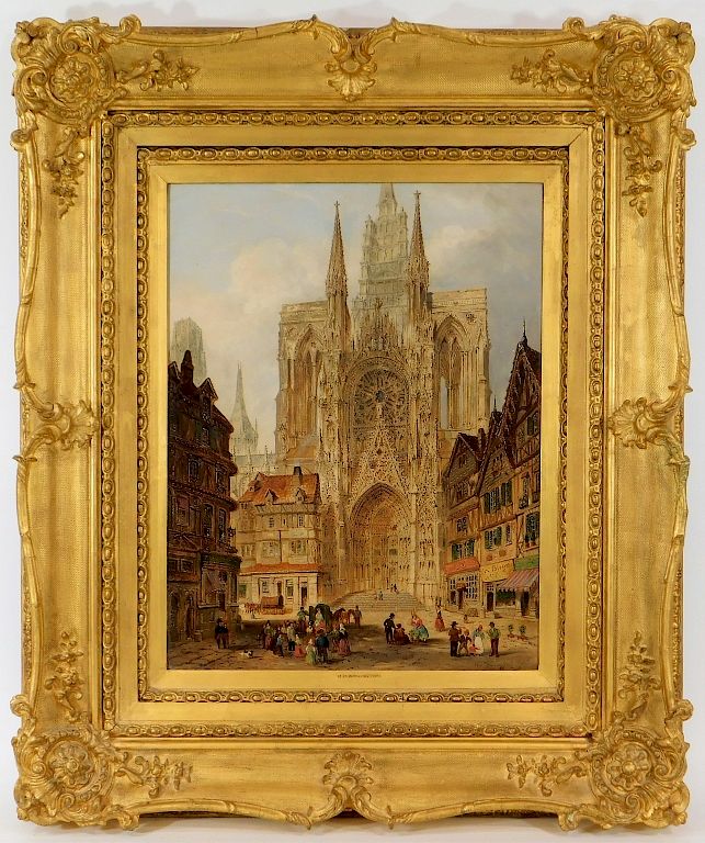 Appraisal: Richard Parkes Bonington City Cathedral Painting Richard Parkes Bonington United