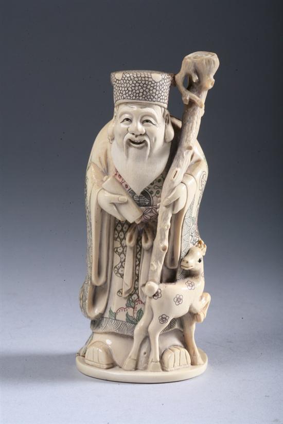 Appraisal: JAPANESE IVORY FIGURE OF IMMORTAL - in high PROVENANCE Private