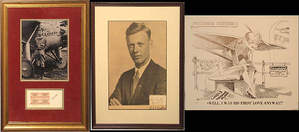 Appraisal: Lindbergh photographs Lot includes Lindbergh photo several signatures photo print