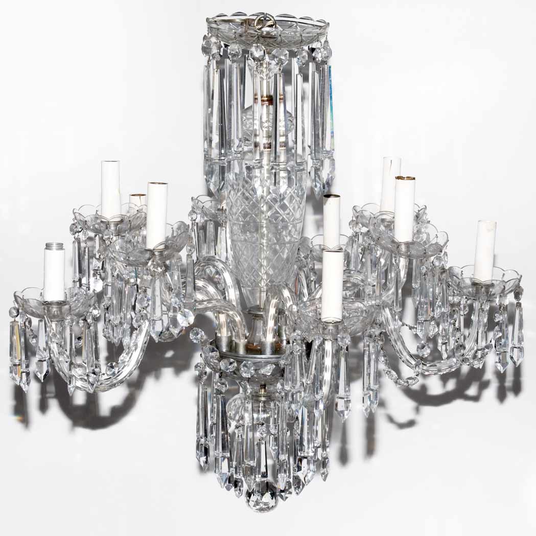 Appraisal: Pair of George III Style Glass Ten-Light Chandeliers Height inches