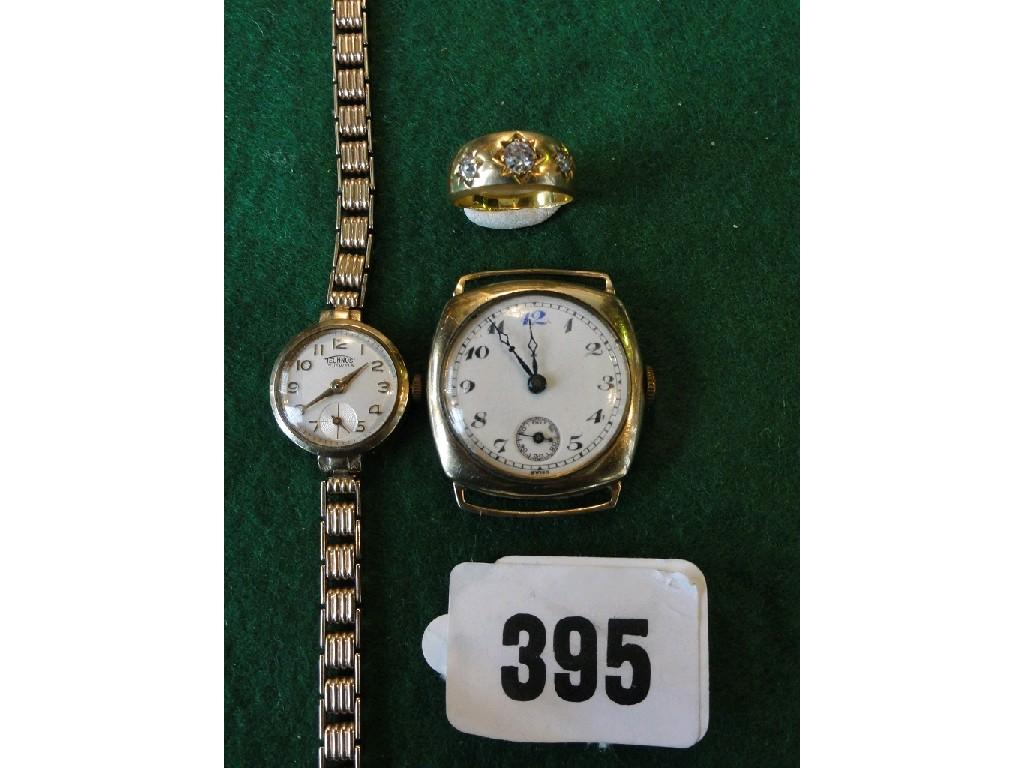 Appraisal: A ladies wrist watch with ct gold strap and gold