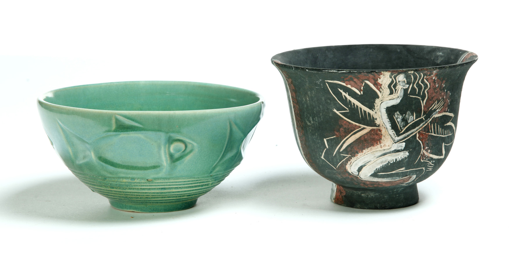 Appraisal: TWO ART DECO BOWLS BY JUANITA GONZALES LOUISIANA - -