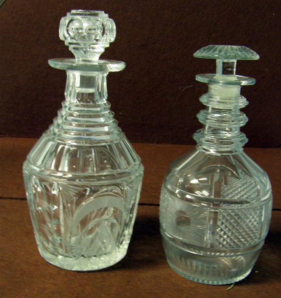 Appraisal: th Century cut glass mallet shaped decanter high and another