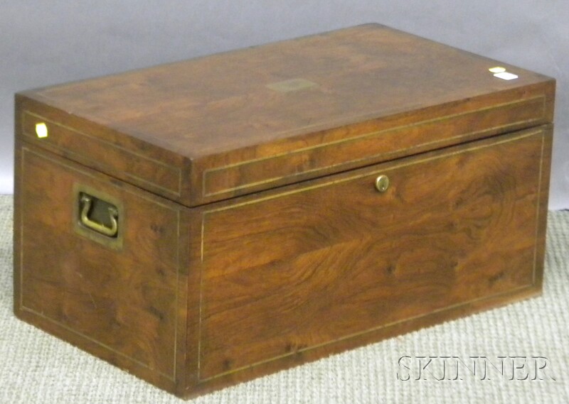 Appraisal: Large Benson Hedges Brass Inlaid Walnut Humidor brass plaque on