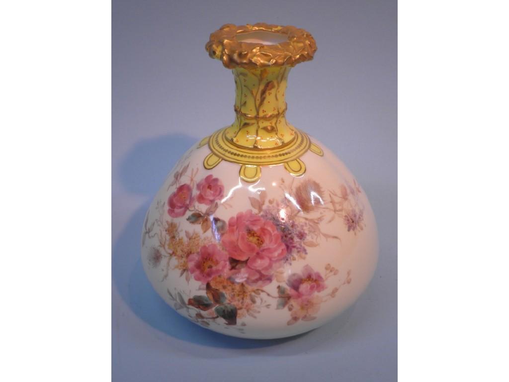 Appraisal: A Royal Crown Derby bottle shape vase painted with flower