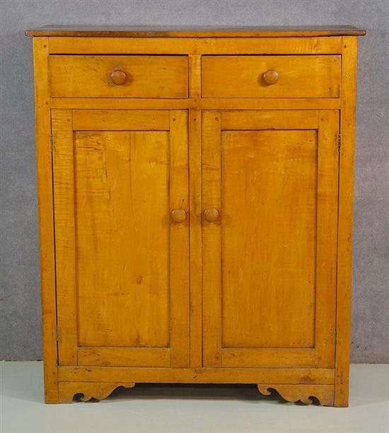 Appraisal: Curly Maple Jelly Cupboard Probably Southwestern Virginia Two nailed drawers