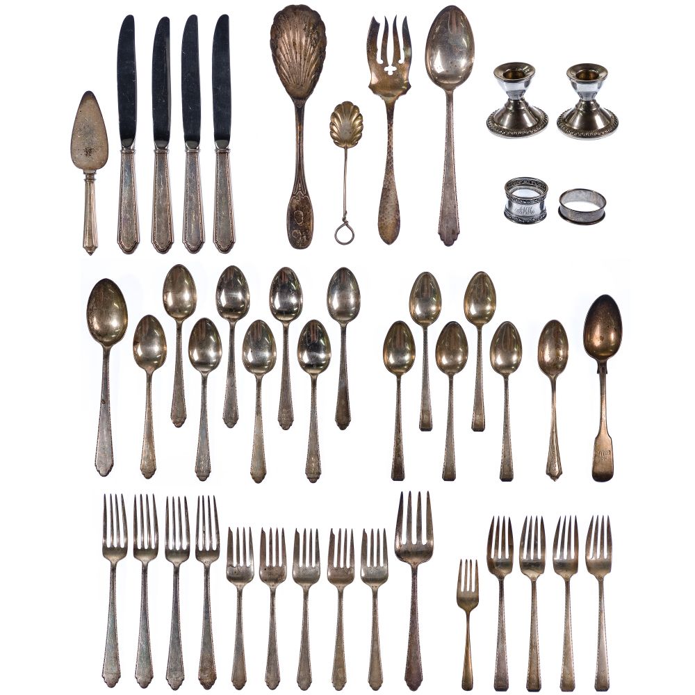 Appraisal: STERLING SILVER FLATWARE ASSORTMENTIncluding stainless steel bladed knives forks spoons