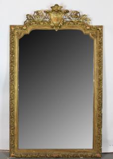 Appraisal: French Louis XV gilt mirror with focal crest th century