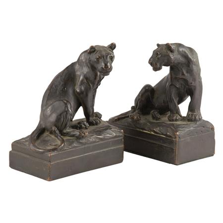 Appraisal: Pair of Bronze Lioness Figural Bookends Estimate -