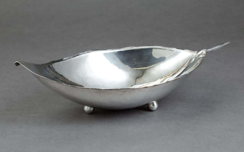 Appraisal: Modernist Sterling Silver Leaf Bowl Alfredo Sciarrotta b Italy d