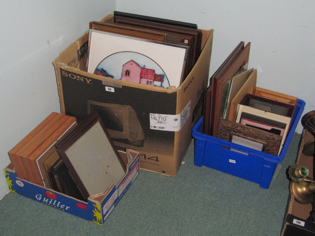 Appraisal: Lot comprising three boxes of assorted pictures and frames