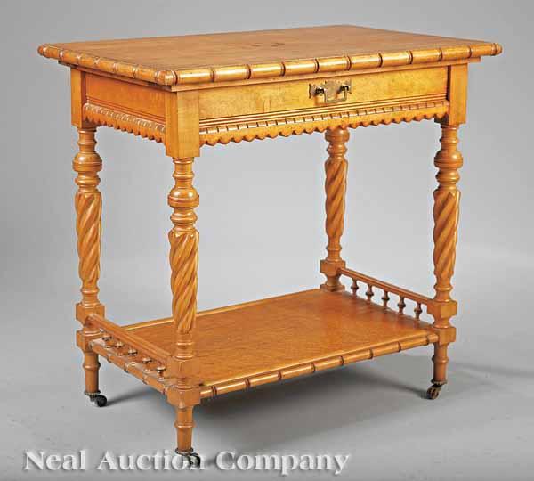 Appraisal: An American Aesthetic Faux Bamboo Maple Side Table probably R