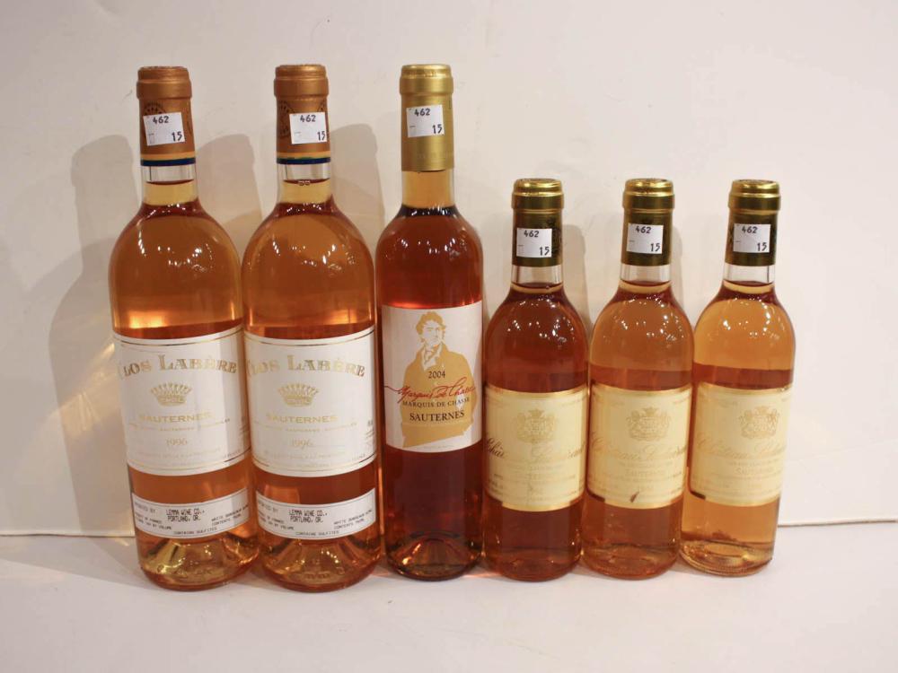 Appraisal: SIXTEEN BOTTLES OF VINTAGE FRENCH SAUTERNES half bottles Chateau Suduiraut