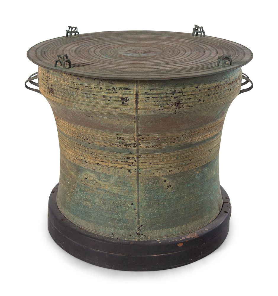 Appraisal: A Southeast Asian Bronze Rain Drum A Southeast Asian Bronze