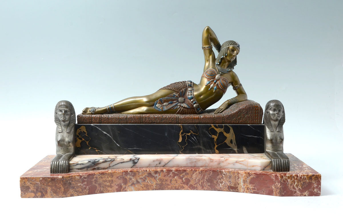 Appraisal: CHIPARUS Demetre Romanian - Cleopatra Cold-Painted Bronze with types of