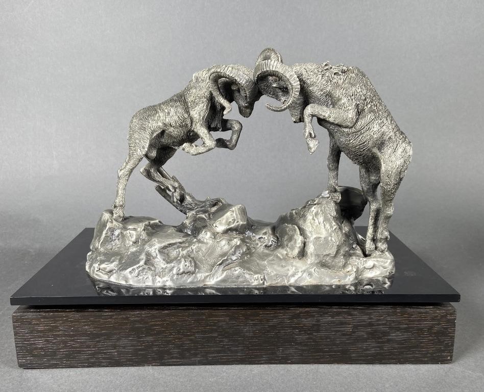 Appraisal: Dall Rams Sculpture by L C Hampton Chilmark Fine Pewter