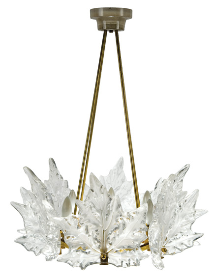 Appraisal: Lalique Frosted and Molded Glass Champs Elysees Six-Light Chandelier Estimate