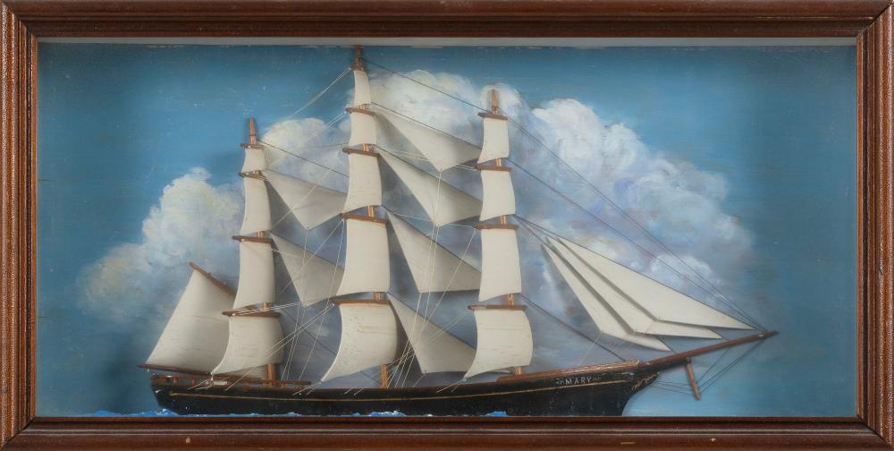 Appraisal: SHADOW BOX MODEL OF THE THREE-MASTED SAILING SHIP MARY FIRST