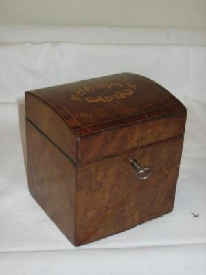 Appraisal: A VICTORIAN BURR WALNUT AND TUNBRIDGE WARE CADDY of oblong