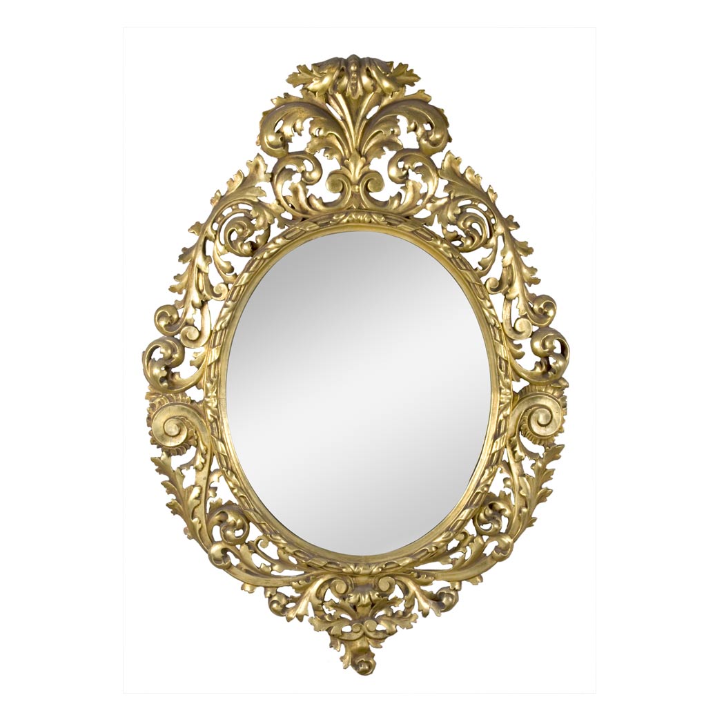 Appraisal: Louis XVI Style Gold Painted Mirror Of oval form surmounted