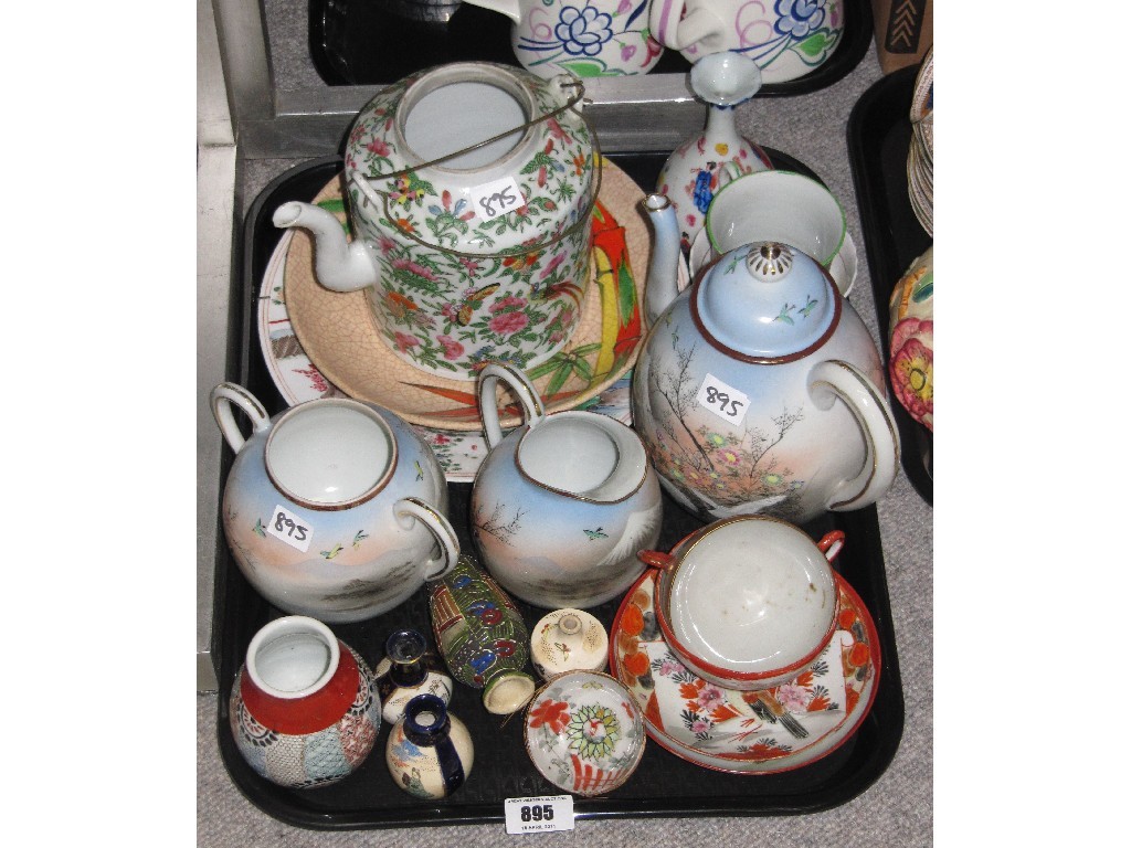 Appraisal: Tray lot of oriental ceramics - Famille Verte teapot miniature