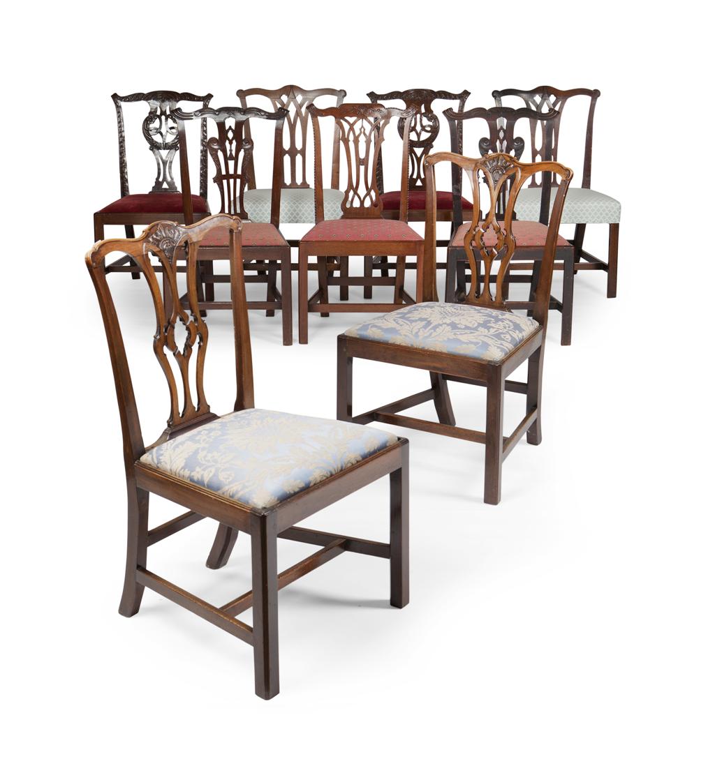 Appraisal: FOUR PAIRS OF GEORGE III MAHOGANY SIDE CHAIRS CIRCA all