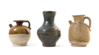 Appraisal: Three Monochrome Glazed Pottery Vessels Three Monochrome Glazed Pottery Vessels