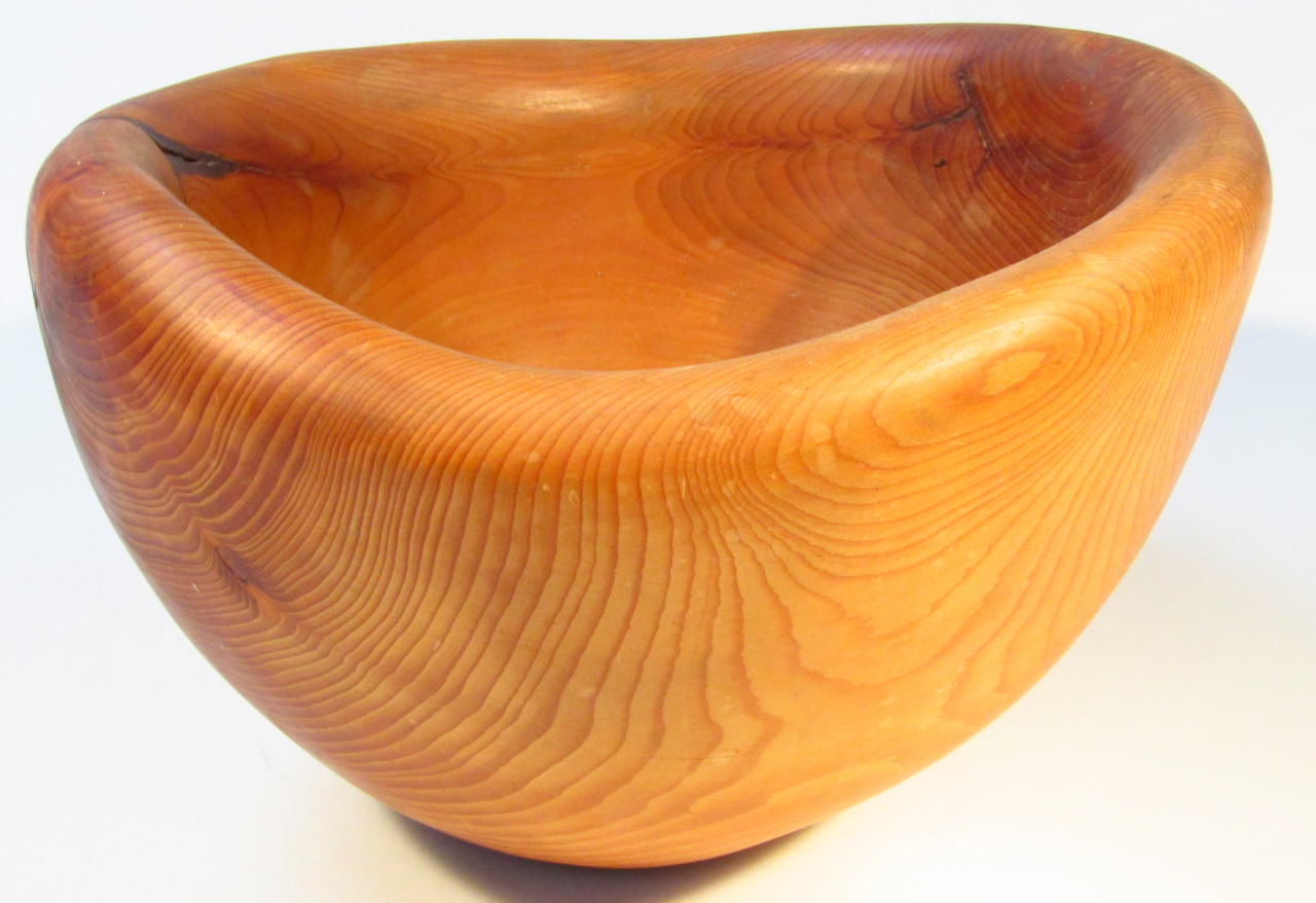 Appraisal: A modern polished pine Studio bowl on circular foot impressed