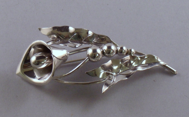 Appraisal: LaPaglia for Georg Jensen USA Sterling Silver Calla Lily Brooch