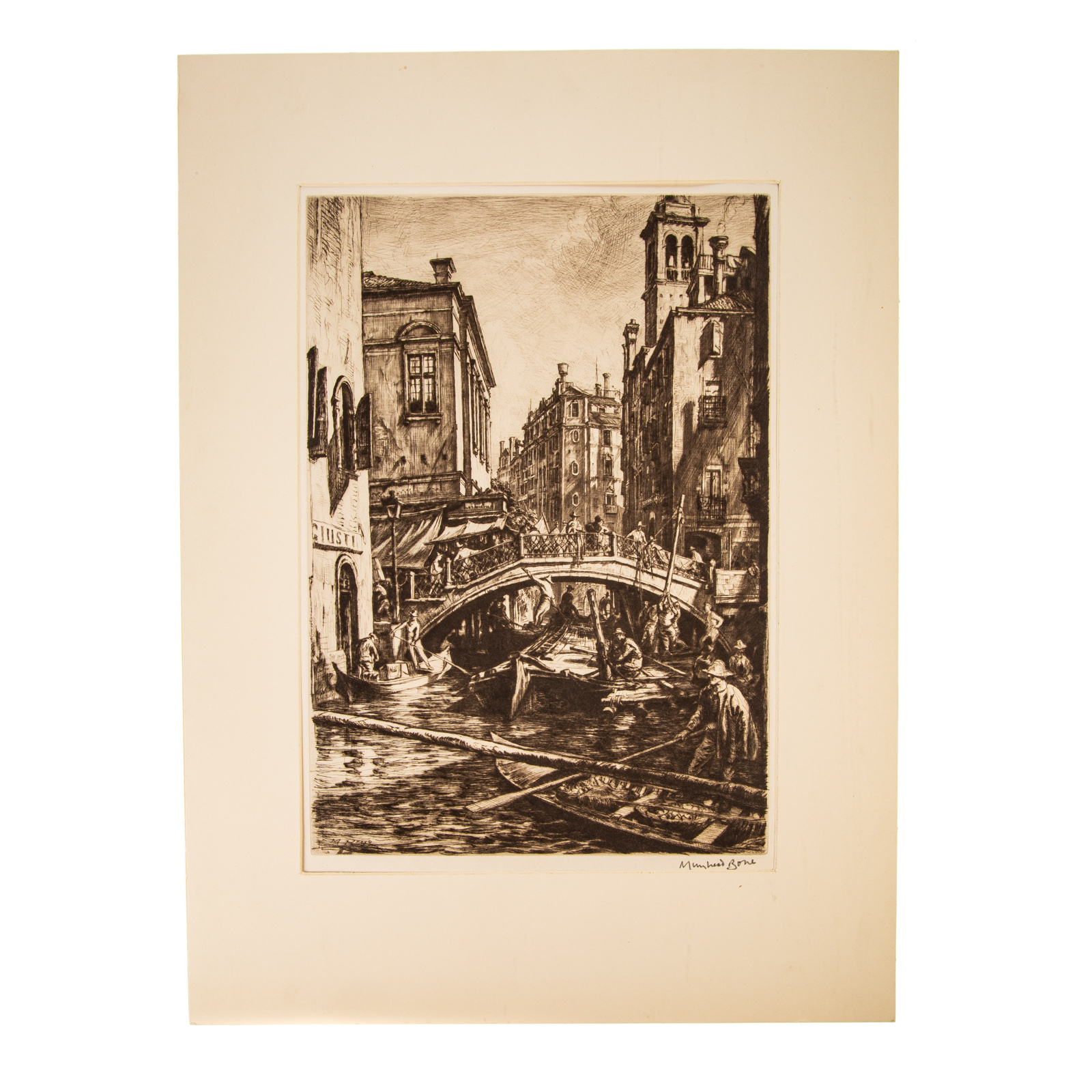 Appraisal: DAVID MUIRHEAD BONE VENICE ETCHING British - Canal and Bridge