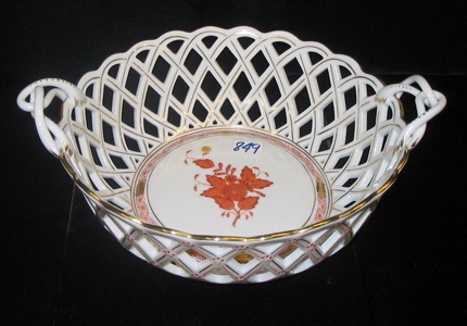 Appraisal: A HUNGARIAN HEREND PORCELAIN BASKET BOWL the bowl in a