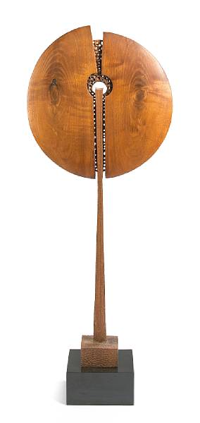 Appraisal: Doug Ayers American th century Split Disc Sculpture walnut formica