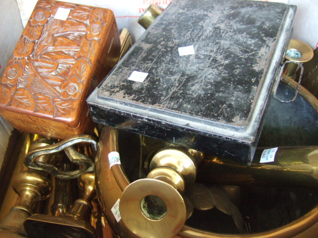 Appraisal: A quantity of brass decorative items including four pairs of